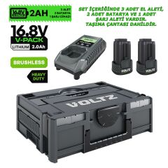 Sanplaza Voltz 3 Parça Set VZ16-3KIT Akülü Darbeli Matkap Vidalama Somun Sökme 16.8V 2.0 Ah