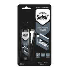 Selsil 50 ML Şeffaf Tüp Silikon Su Sızdırmaz Lavabo Banyo Mutfak Tamir ve Dolgu Silikonu