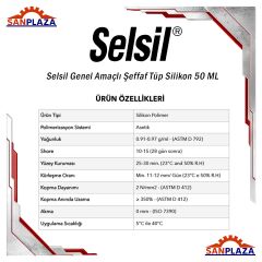 Selsil 50 ML Şeffaf Tüp Silikon Su Sızdırmaz Lavabo Banyo Mutfak Tamir ve Dolgu Silikonu
