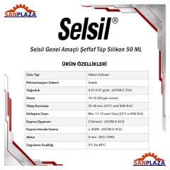 Selsil 50 ML Şeffaf Tüp Silikon Su Sızdırmaz Lavabo Banyo Mutfak Tamir ve Dolgu Silikonu