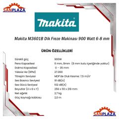 Makita M3601B Dik Freze Makinası 900 Watt 6-8 mm