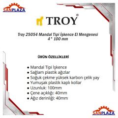 Troy 25054 Mandal Tipi İşkence El Mengenesi 4'' 100 mm