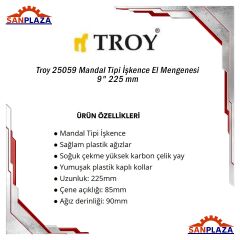 Troy 25059 Mandal Tipi İşkence El Mengenesi 9'' 225 mm