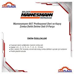Mannesmann 667 Profesyonel Deri ve Kayış Zımba Delik Delme Seti 9 Parça