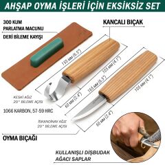 Beavercraft S01 Ahşap Kuksa Kaşık Oyma Bıçağı Seti 4 Parça