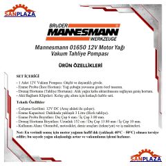 Mannesmann 01650 12V Motor Yağı Vakum Tahliye Pompası