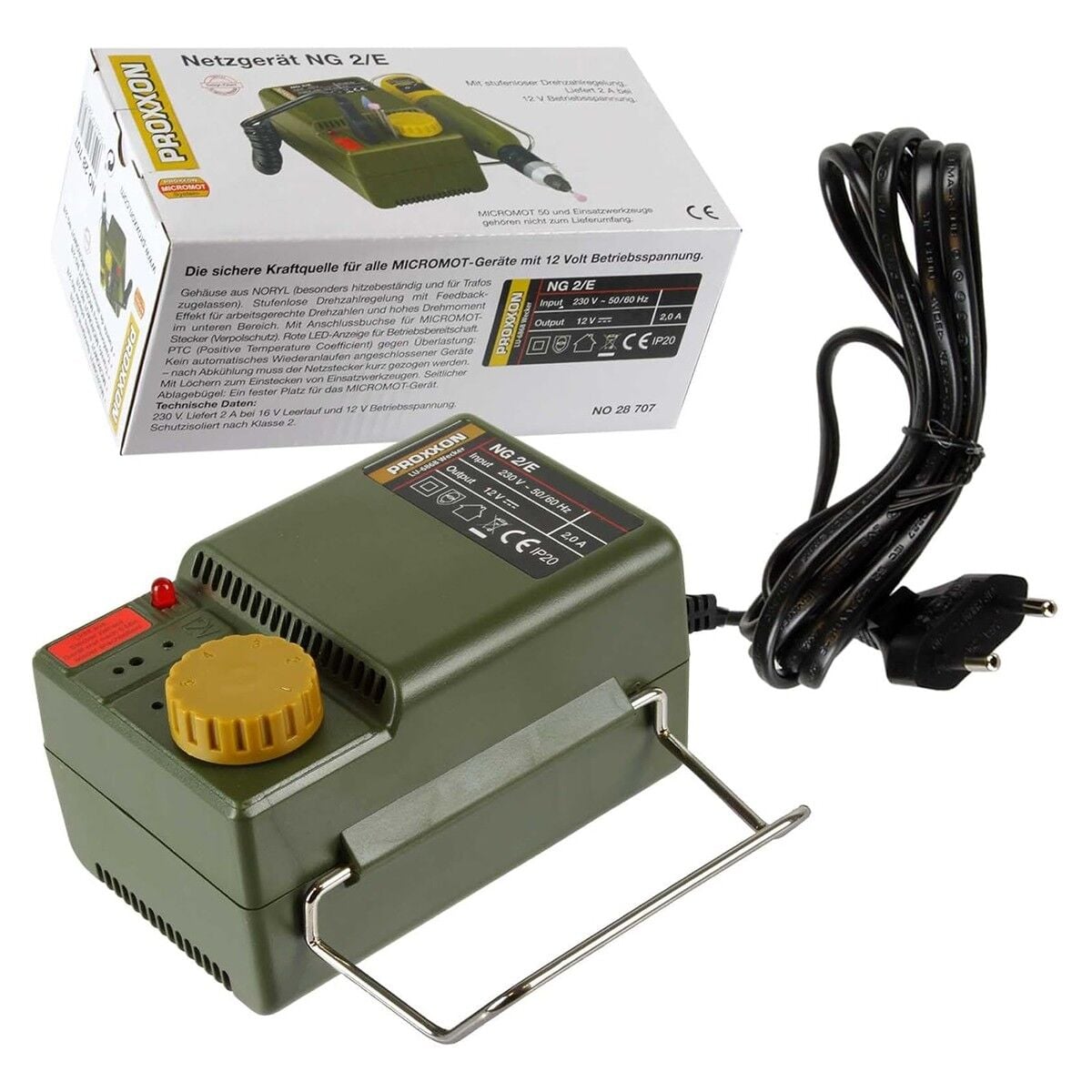 Proxxon NG 2/E Micromot Adaptör 28707 Ayarlanabilir Hız Kontrollü Güç Kaynağı Trafo Ünitesi