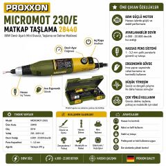 Proxxon Micromot 230/E Matkap Taşlama 28440 80W Devir Ayarlı Mini Gravür Taşlama ve Delme Makinesi