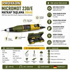 Proxxon Micromot 230/E Matkap Taşlama 28440 80W Devir Ayarlı Mini Gravür Taşlama ve Delme Makinesi