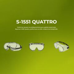 Baymax S-1551 Quattro Ventilli Şeffaf Koruyucu İş Gözlüğü Antifog