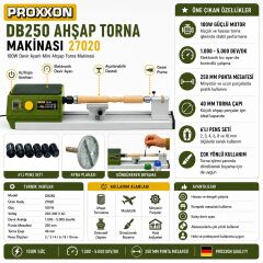 Proxxon DB250 27020 Ahşap Torna Makinası 100W Devir Ayarlı Mini Torna