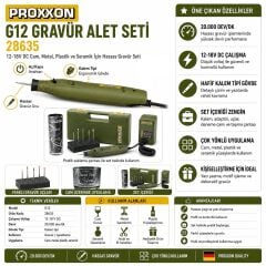Proxxon GG12 28635 Gravür Alet Seti 12-18V Cam Metal Yazı Oyma Seti