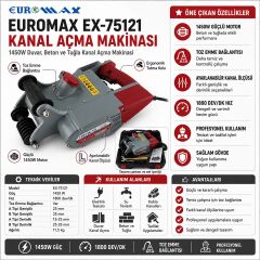 Euromax EX-75121 Kanal Açma Makinası 1450W Duvar Beton Tuğla Kanal Kesme