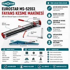 Eurostar MS-52553 600 mm Fayans Seramik Kesme Makinesi