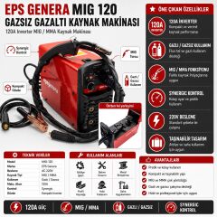 Eps Genera MIG 120 Gazsız Gazaltı Kaynak Makinesi Flux Tel Uyumlu
