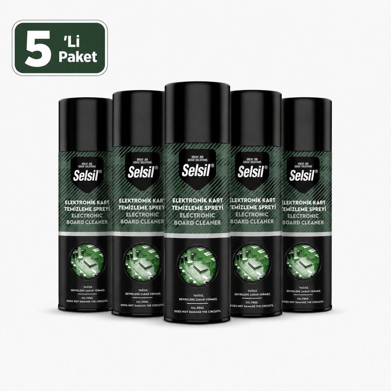 Selsil Elektronik Kart Temizleme Spreyi 200 ml Yağsız Antistatik Devre Temizleyici Sprey 5 Adet