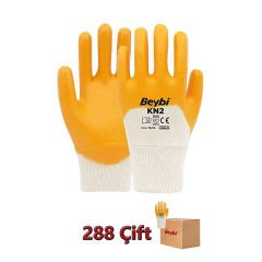 Beybi KN 2 Sarı Pamuk Nitril Eldiven 288 Çift Ebat:10 (1 Koli)