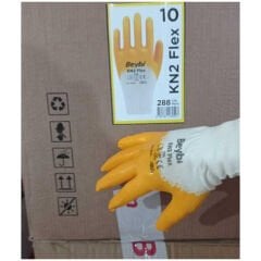 Beybi KN2 Flex Nitril İş Eldiveni 288 Adet (1 Koli) 10 Numara Sarı