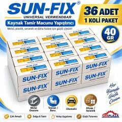 Sun-Fix 50040 40 gr Universal Verwendbar Kaynak Tamir Macunu Yapıştırıcı 36 Adet 1 Koli Paket