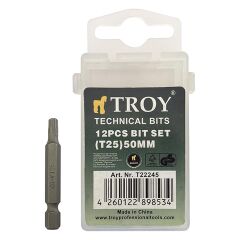 Troy 22245 T25x50 mm 12 Parça Torx Bits Uç Seti Vidalama Matkap Tornavida Ucu