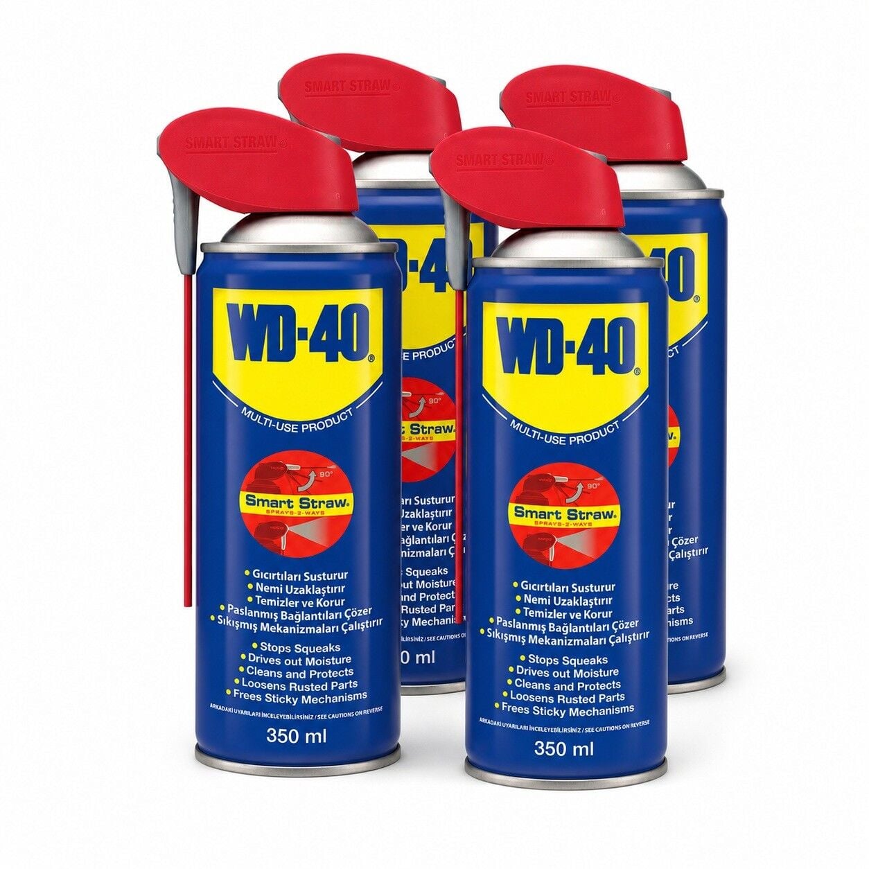 WD-40 Çok Amaçlı Genel Koruyucu Yağlayıcı Pas Sökücü Sprey 350 ML Kobra Başlık 4 Adet