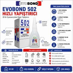 Evobond 502 Hızlı Yapıştırıcı 20 gr Çok Amaçlı Japon Yapıştırıcı