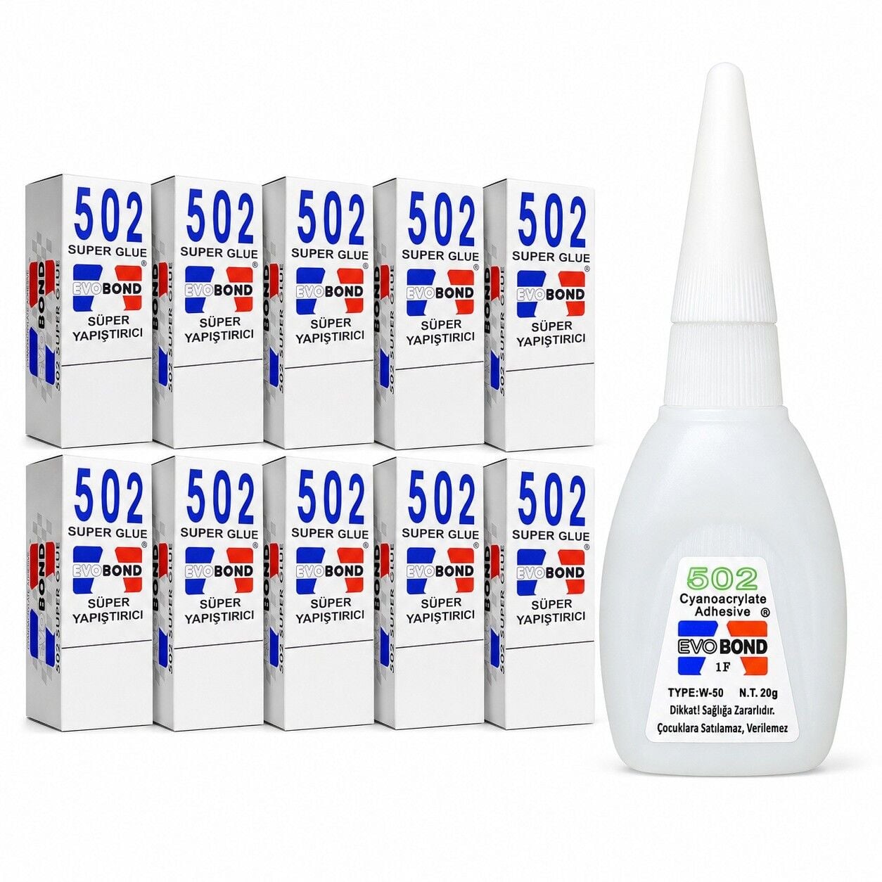 Evobond 502 Hızlı Yapıştırıcı 20 gr Çok Amaçlı Japon Yapıştırıcı 10 Adet