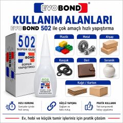 Evobond 502 Süper Hızlı 20 Gr Japon Yapıştırıcı 10 Adet