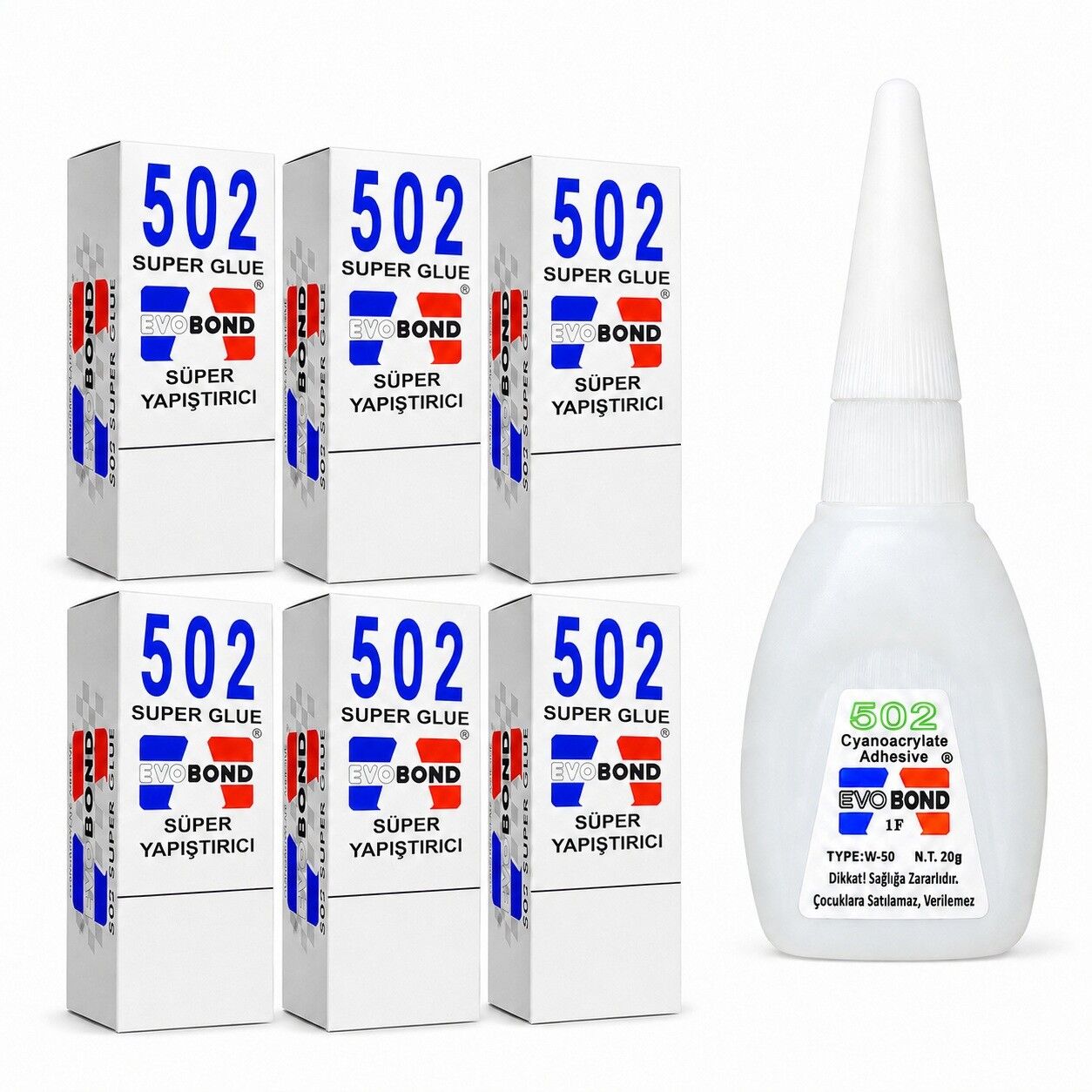 Evobond 502 Hızlı Yapıştırıcı 20 gr Çok Amaçlı Japon Yapıştırıcı 6 Adet