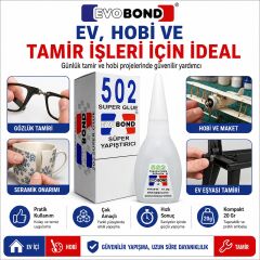 Evobond 502 Süper Hızlı 20 Gr Japon Yapıştırıcı 6 Adet