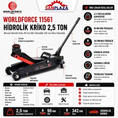 Worldforce 11561 2,5 Ton Hidrolik Alçak Şase Kriko Araç Kaldırma Oto Garaj Krikosu
