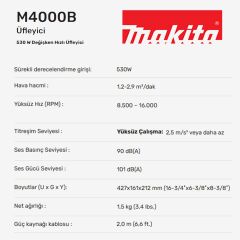 Makita M4000B Üfleme Makinesi 530W Değişken Hızlı