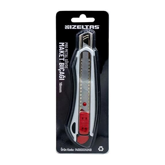 İzeltaş 14000005049 Pro Metal Gövde Geniş Maket Bıçağı 18 mm