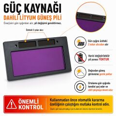 Sanplaza Kolormatik Otomatik Kararan Kaynak Gözlüğü Saplı ve Lastikli UV Koruyucu Kaynakçı Gözlüğü