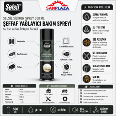 Selsil Silikon Sprey 500 ml Şeffaf Yağlayıcı Su İtici ve Ses Önleyici Bakım Spreyi 5 Adet