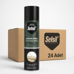 Selsil Silikon Sprey 500 ml Şeffaf Yağlayıcı Su İtici ve Ses Önleyici Bakım Spreyi 24 Adet