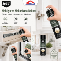 Selsil Silikon Sprey 500 ml Şeffaf Yağlayıcı Su İtici ve Ses Önleyici Bakım Spreyi 24 Adet