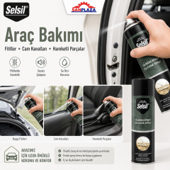 Selsil Silikon Sprey 500 ml Şeffaf Yağlayıcı Su İtici ve Ses Önleyici Bakım Spreyi 24 Adet