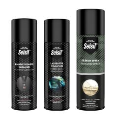 Selsil Araç İç Bakım Seti Emniyet Kemeri Yağlayıcı Lastik Fitil Yenileyici Silikon Sprey