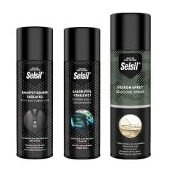 Selsil Araç İç Bakım Seti Emniyet Kemeri Yağlayıcı Lastik Fitil Yenileyici Silikon Sprey