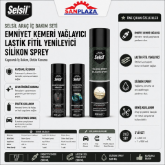 Selsil Araç İç Bakım Seti Emniyet Kemeri Yağlayıcı Lastik Fitil Yenileyici Silikon Sprey