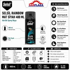 Selsil Akrilik Sprey Boya 400 ml Mat Siyah Hızlı Kuruyan İç ve Dış Mekan Metal Ahşap Plastik