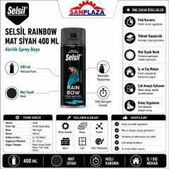 Selsil Akrilik Sprey Boya 400 ml Mat Siyah Hızlı Kuruyan İç ve Dış Mekan Metal Ahşap Plastik