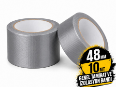 Sanplaza Gri Tamir ve İzolasyon Bandı 48mm 10mt Suya Dayanıklı Duct Tape Sırdırmazlık Bandı 2 Adet