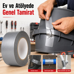 Sanplaza Gri Tamir ve İzolasyon Bandı 48mm 10mt Suya Dayanıklı Duct Tape Sırdırmazlık Bandı 2 Adet