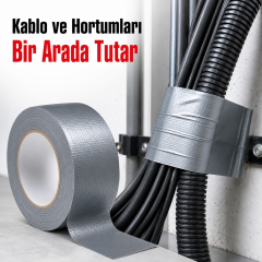 Sanplaza Gri Tamir ve İzolasyon Bandı 48mm 10mt Suya Dayanıklı Duct Tape Sırdırmazlık Bandı 2 Adet