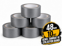Sanplaza Gri Tamir ve İzolasyon Bandı 48mm 10mt Suya Dayanıklı Duct Tape Sırdırmazlık Bandı 6 Adet