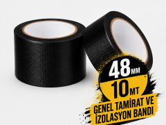 Sanplaza Siyah Tamir ve İzolasyon Bandı 48mm 10mt Suya Dayanıklı Duct Tape Sırdırmazlık Bandı 2 Adet