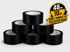 Sanplaza Siyah Tamir ve İzolasyon Bandı 48mm 10mt Suya Dayanıklı Duct Tape Sırdırmazlık Bandı 6 Adet