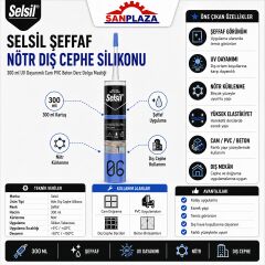 Selsil Şeffaf Nötr Dış Cephe Silikonu 300 ml UV Dayanımlı Cam Pvc Beton Derz Dolgu Mastiği 3 Adet